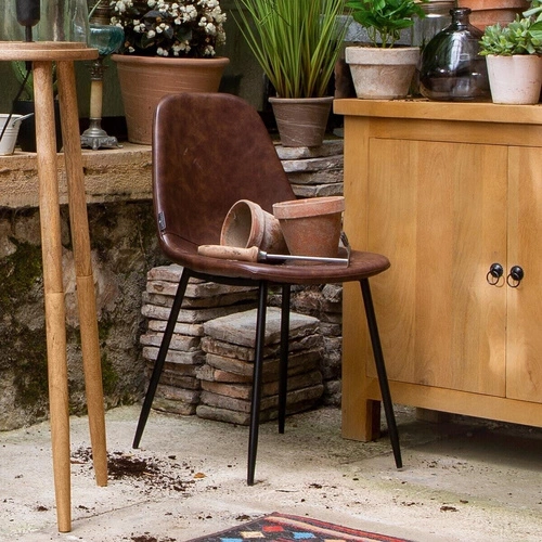 Jídelní židle Atmosphera Vladi čalouněná hnědá ekokůže loftová na černých nohách