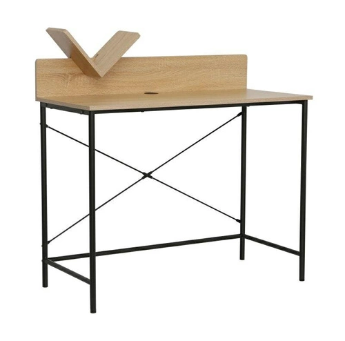 Psací stůl Hella dub přírodní černý moderní industriální s organizérem na stůl 100x50 cm