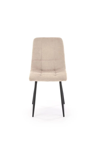Čalouněná jídelní židle Fime béžová, moderní s černými kovovými nohami Intesi