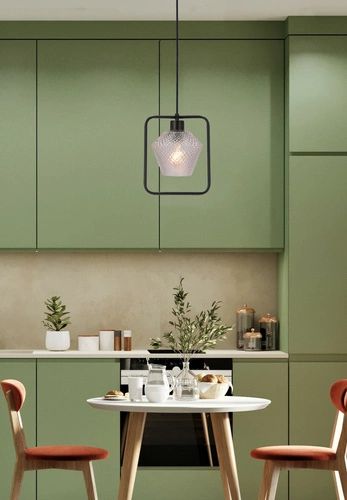 Závěsné svítidlo Niko černé 1x40W E27 čirý vroubkovaný difuzor