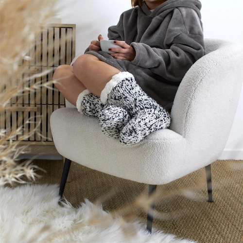 Intesi sherpa ponožky moderní teplé měkké na doma univerzální bílé nebo černé