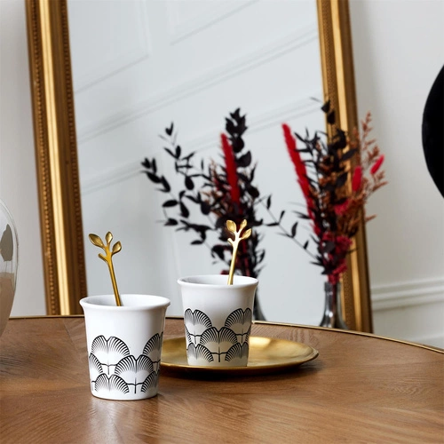 Sada kávových lžiček Gold Leaf Intesi zlaté glamour nerezové lžičky 4 ks