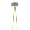 Stojací lampa do obýváku Miami šedá s textilním stínidlem na dubovém trojnožce Lysne personalizovaná