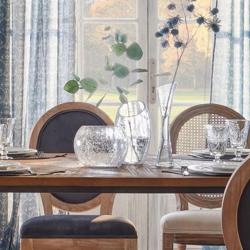 Skleněná váza Crack Atmosphera moderní průhledná na květiny do obýváku 23 cm