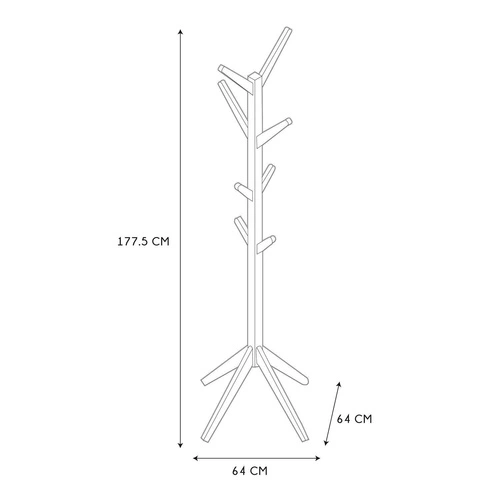 Tree Intesi moderní stojanový věšák do předsíně černý dřevěný 177,5 cm