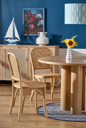 Jídelní kulatý stůl Zilonis 120 cm moderní přírodní dub Intesi skandinávský