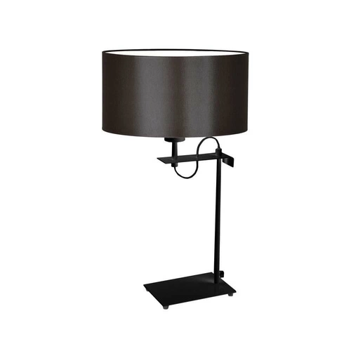 Noční lampička do ložnice Alaska moderní s hnědým stínidlem na černém podstavci 55 cm