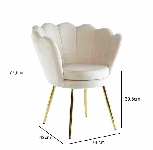Čalouněná sametová židle Fiona Intesi do obýváku a k toaletnímu stolku béžová glamour s područkami