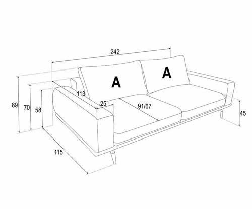 Rozkládací pohovka Salmi 3místná s funkcí spaní béžová do obýváku skandinávský styl