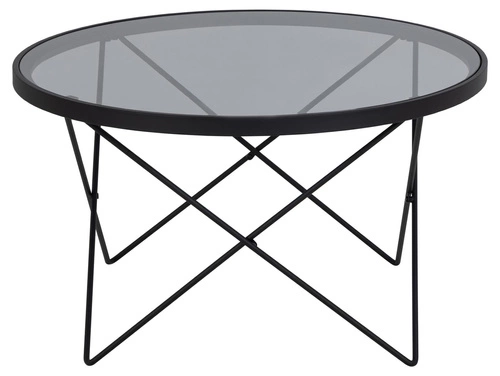 Kulatý konferenční stolek skleněný Cuxton 80 cm černý kouřový moderní do obýváku Actona