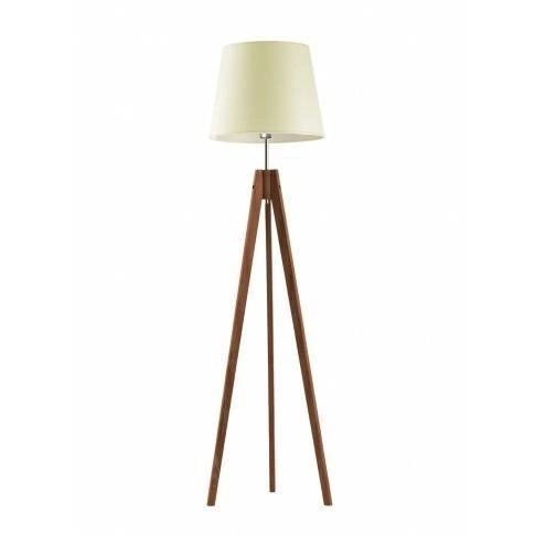 Podlahová lampa Aruba ecru béž stínidlo stojan mahagon