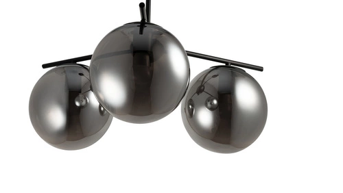 Závěsné svítidlo VENUS-3 skleněné šedé koule 60 cm, výškově nastavitelné do obýváku a jídelny