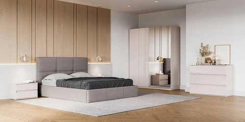 Šatní skříň Lily 3dveřová moderní s policemi a tyčí do ložnice bílý lesk 55 cm