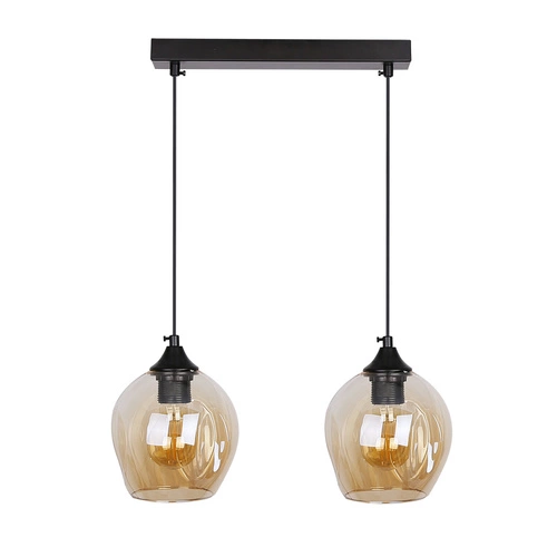 Závěsná lampa Aspa černá 2x40W E27 stínidlo hnědé barvy