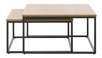 Sada konferenčních stolků Resul 2v1 čtvercové loft dub černý 75x75 cm do obýváku