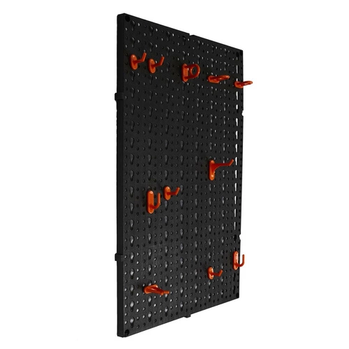 Intesi moderní černý nástěnný věšák na nářadí do garáže a dílny 16 dílů