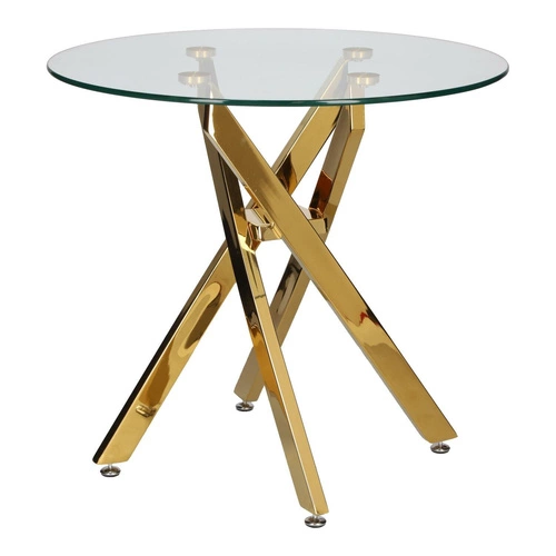 Konferenční stolek Amber kulatý skleněný 60 cm čirý zlatý glamour do obýváku Intesi