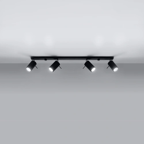 Stropní svítidlo Ring 4x černé moderní kovové do obýváku kuchyně a ložnice