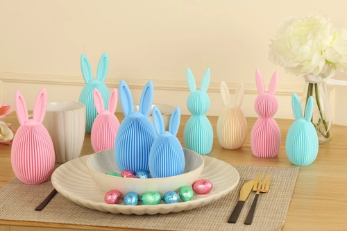 Velikonoční dekorace Intesi vajíčko s oušky růžové glamour na stůl nebo komodu 13,5 cm