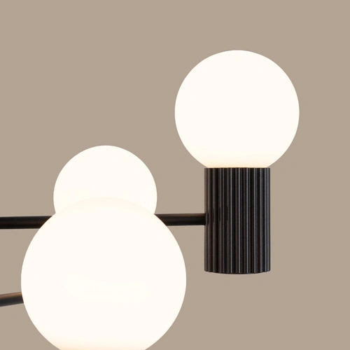 Moderní černý lustr HALO 6 stropní svítidlo do obýváku a jídelny hliník