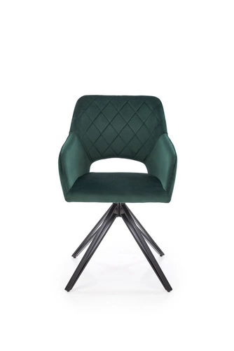 Otočná jídelní židle Cretas Velvet tmavě zelená s područkami čalouněná