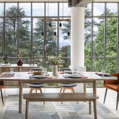 Jake industriální dřevěné závěsné svítidlo 5 světel s nastavitelnou výškou do obývacího pokoje a kuchyně Atmosphera