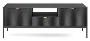 TV stolek Delicious černý rýhovaný glamour do obýváku na vysokých nohách 154 cm