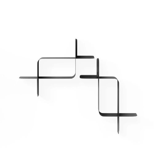 Sada 2 moderních černých nástěnných polic Montage Umbra na knihy a dekorace