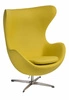 Moderní žluté křeslo ušák Jajo inspirované Egg z kašmíru, houpací a otočné do obývacího pokoje