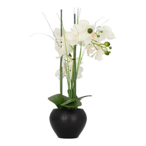 Umělá orchidej Atmosphera bílá moderní do obýváku 53 cm jako živá v květináči