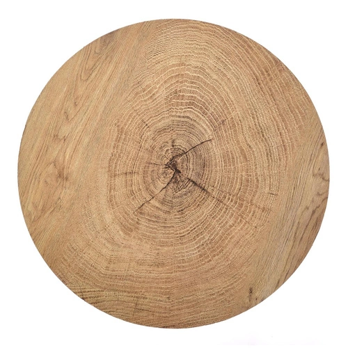 Kulatý konferenční stolek Woodsten S dub loft do obýváku, dřevěná deska, černá konstrukce 45 cm