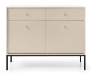 Bežová moderní komoda Evora se zásuvkami na vysokých nožkách do obýváku Intesi 104 cm