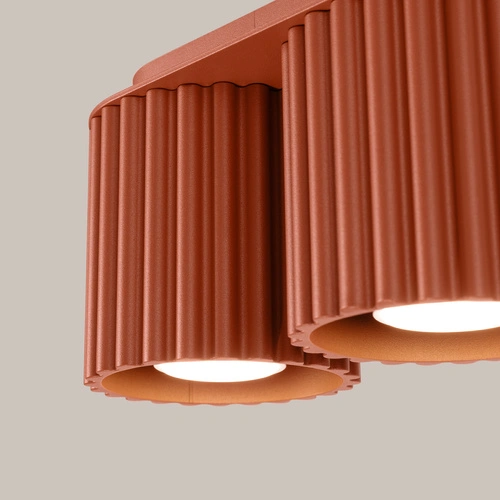 Moderní stropní svítidlo AURA 2 červené kulaté do obýváku a kuchyně hliník