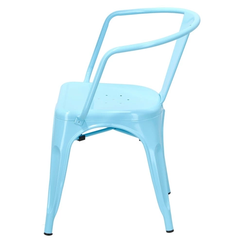 Kovová židle Paris Arms modrá do jídelny a kuchyně ve stylu Tolix industriální