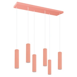 Závěsné LED svítidlo IVAR 6L broskvové nad jídelní stůl do obýváku