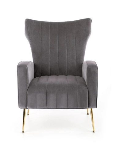 Křeslo ušák Valea sametové tmavě šedé do obýváku moderní s područkami Intesi