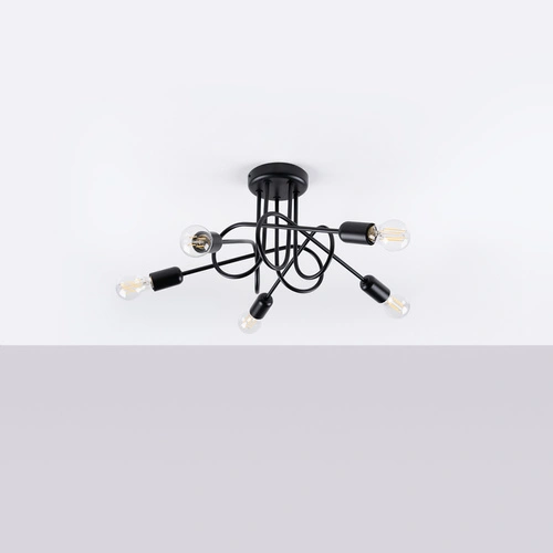 Lustr lustrální LOOP 5 černý do obýváku a jídelny moderní stropní lustr 55 cm