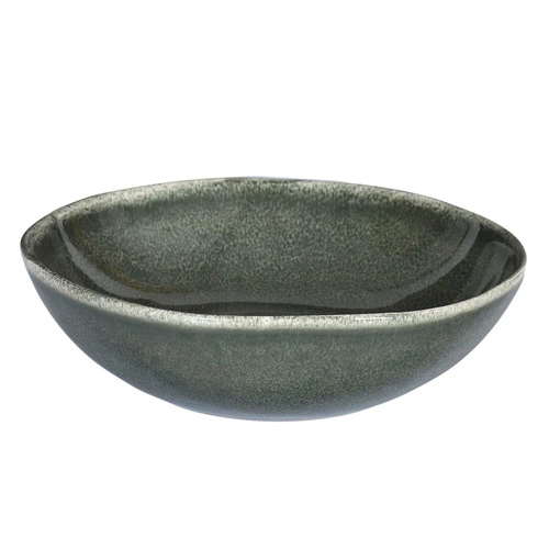 Hluboký talíř Black Forest 19 cm keramický šedo-zelený na polévku do jídelny Intesi