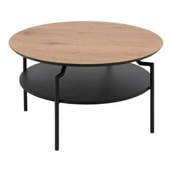 Konferenční stolek kulatý Goldington 80 cm moderní s policí do obýváku přírodní/černý Actona