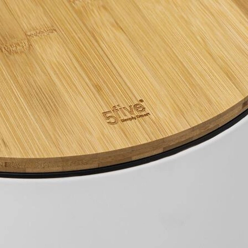 Kuchyňský odpadkový koš Bam 30l bílý s bambusovým víkem a pedálem moderní 5five