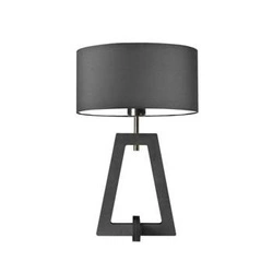 Noční lampička Clio glamour s grafitovým stínidlem a šedým dřevěným podstavcem do ložnice