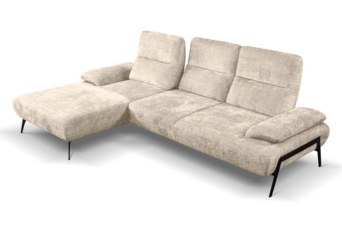 Moderní béžová rohová sedací souprava Rasmus levá s nastavitelným opěradlem do obýváku