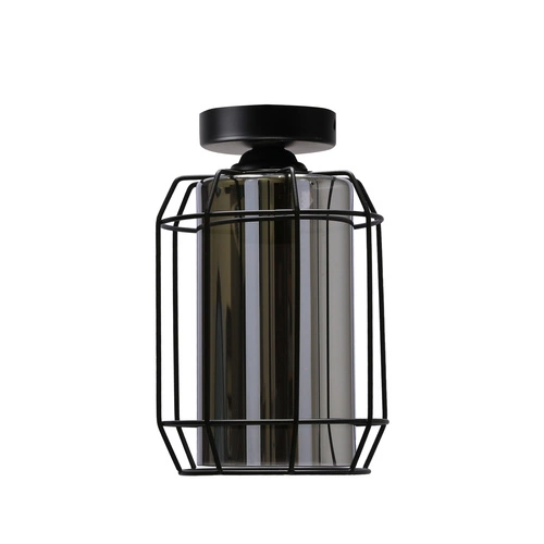 Moderní stropní lampa Jonera černá s kouřovým sklem do obýváku a ložnice