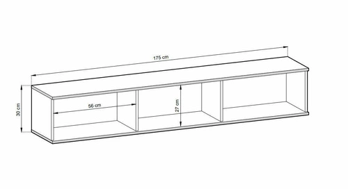 Závěsná TV skříňka Hollar 175 cm bílá moderní do obýváku s policemi Intesi