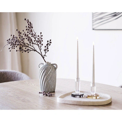 House Nordic skleněný svícen hnědo-bílý moderní do obýváku 10 cm