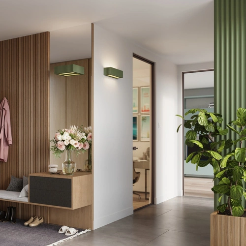 Nástěnné svítidlo RIGATA olivově zelené keramické moderní do obýváku