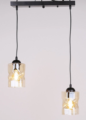 Závěsná lampa Felis černá 2x60W E27 jantarové stínítko