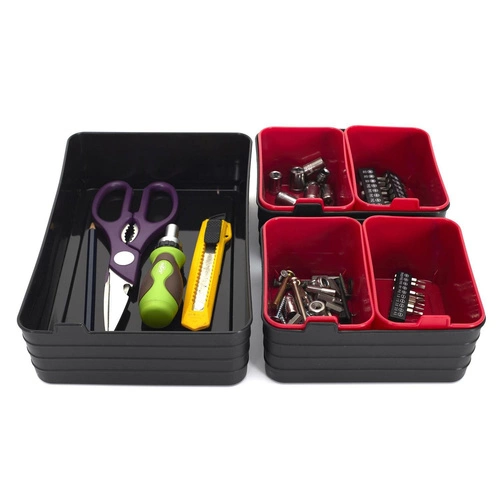 Sada 7 organizérů černá/červená