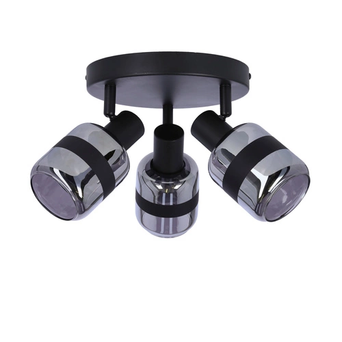 Stropní svítidlo Yuki moderní černá matná s kouřovým sklem do obýváku 33 cm