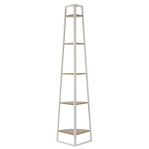 Rohová knihovna do obýváku Corner 180 cm bílá loftová s 5 policemi Intesi